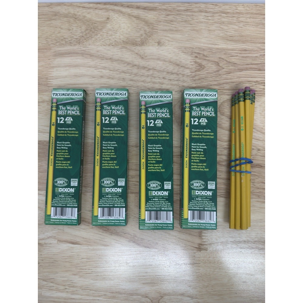 Dixon Ticonderoga #2 Pencils Woodcased Yellow 4 Packs Of 12 + 9 New #20